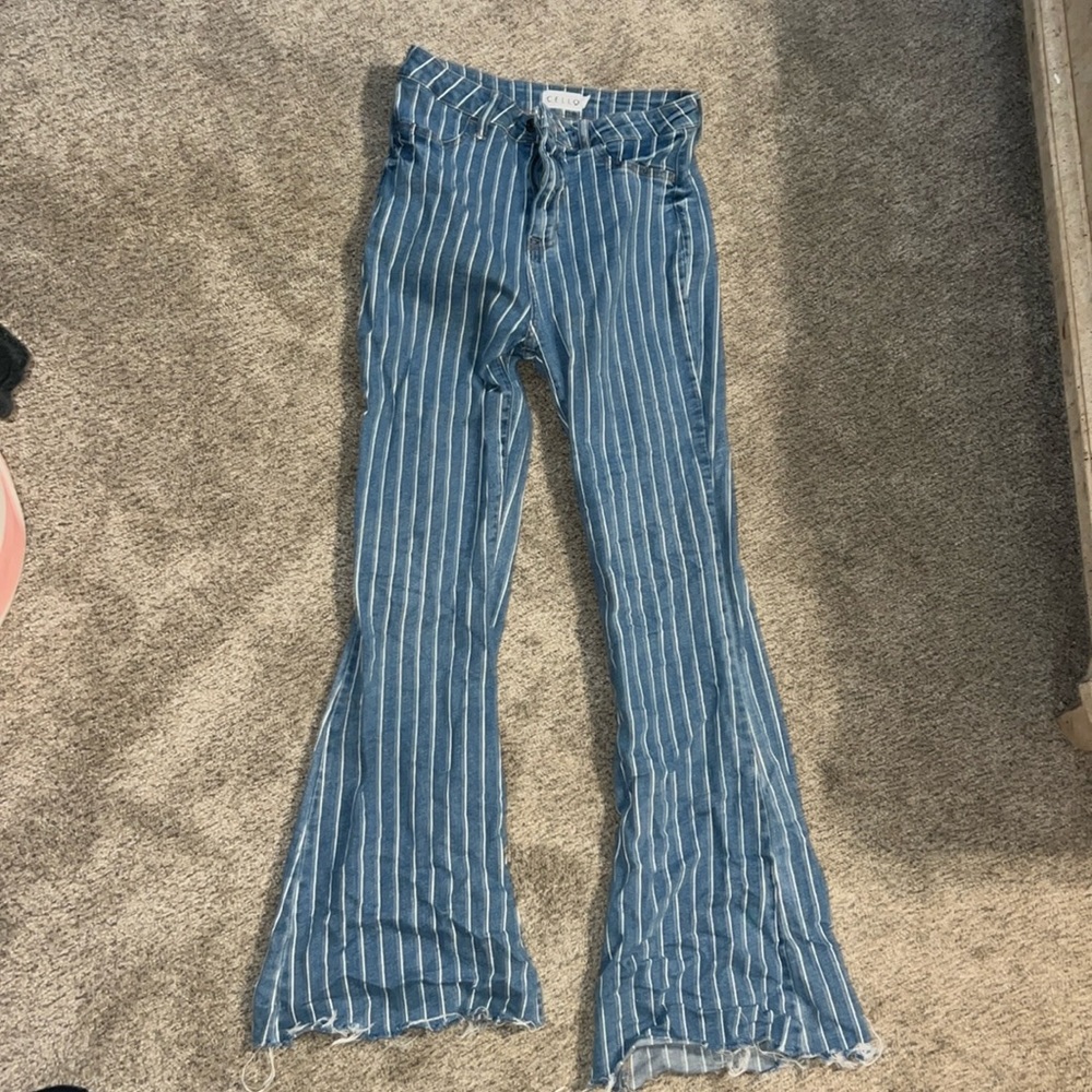 Pin stripe flare jeans